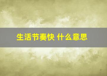 生活节奏快 什么意思